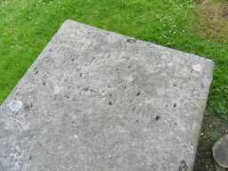 Right side end of top of Elliott Chest Tomb at St Mary, Middleton May 2016